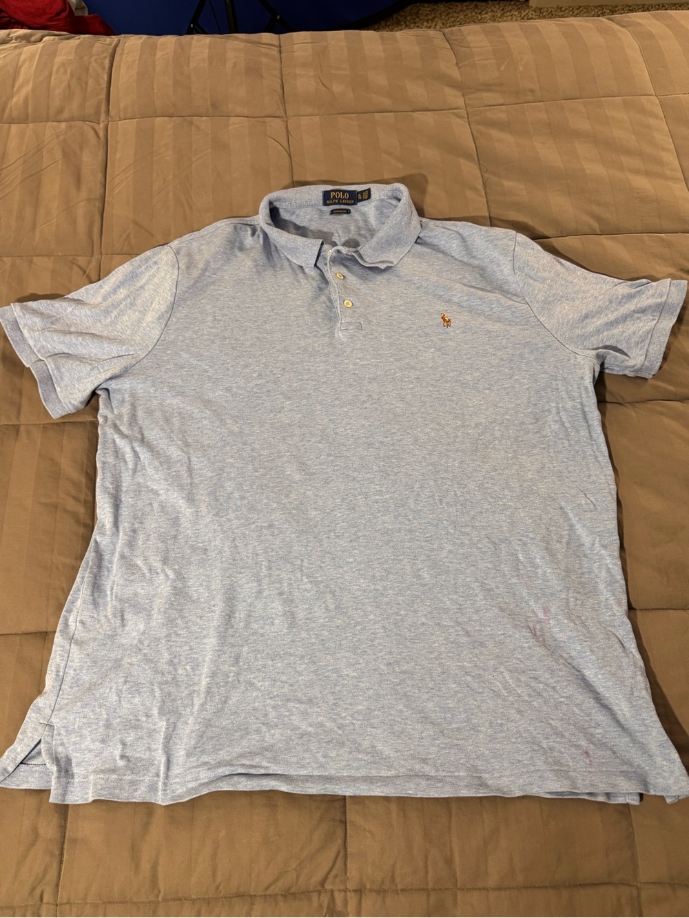 Ralph Lauren Men's Heather Light Blue Polo with Embroidered Pony